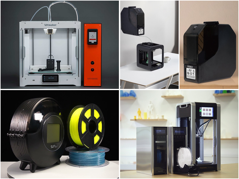 Various types of filament dryers